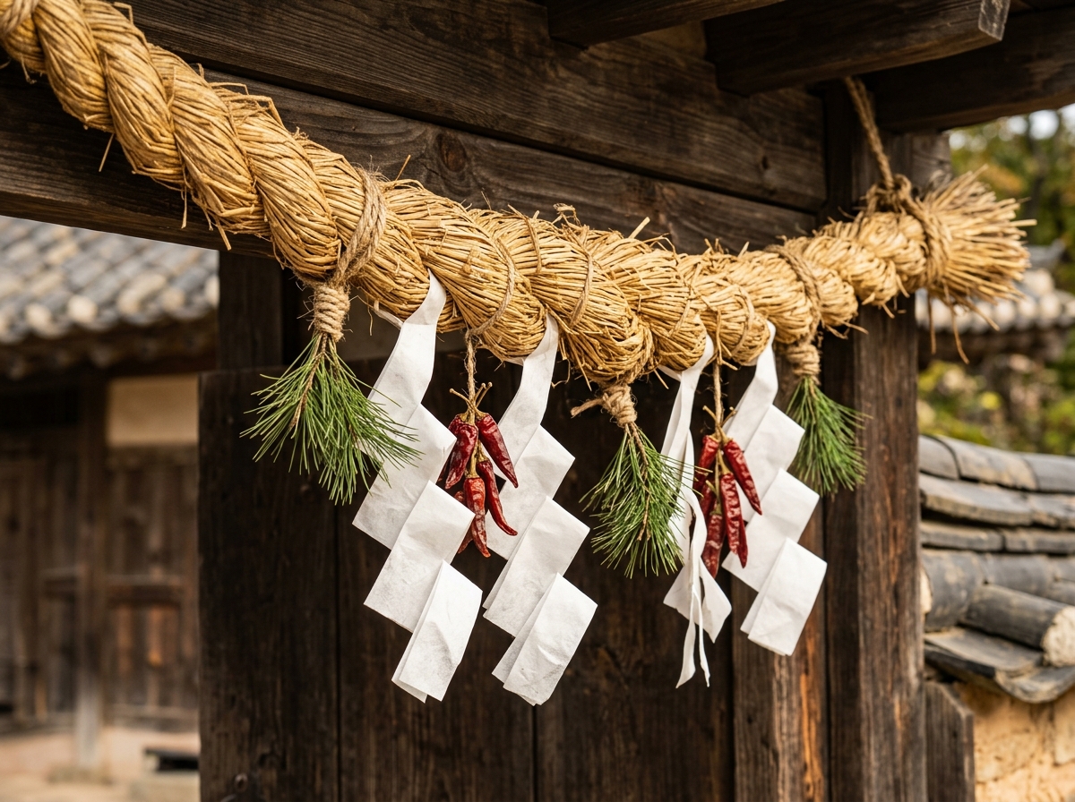 Close-up photograph of an authentic Geumjul straw rope