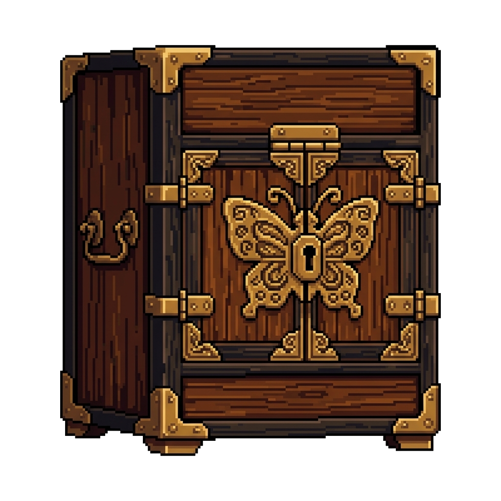 Vault role represented by a traditional Korean wooden chest with butterfly lock illustration